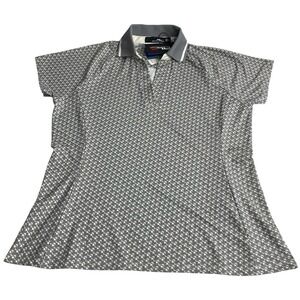 RLX Ralph Lauren Womens Performance Golf Polo Shirt Scalloped V Neck Gray size L